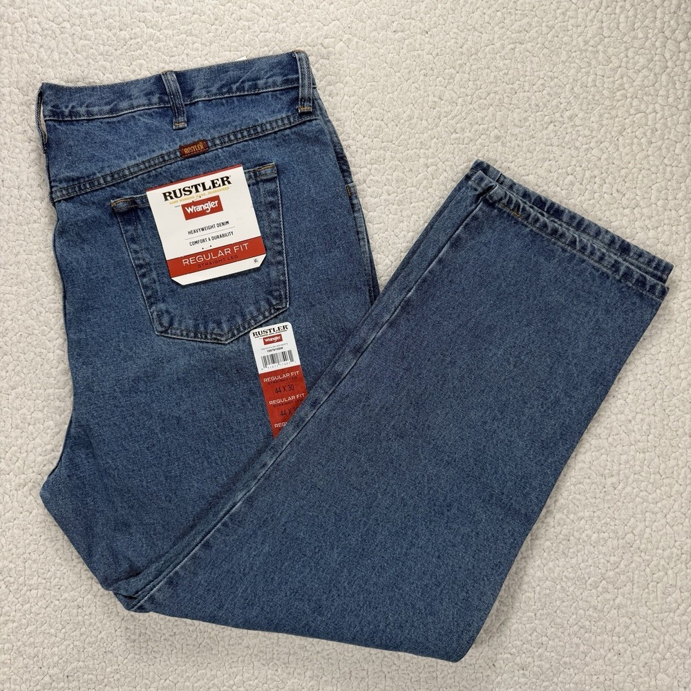 Rustler Wrangler Jeans Mens 44x30 Regular Straight Workwear Casual Western Rodeo